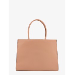 Leather handbag with embossed logo on the front