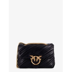 Plissé leather shoulder bag with love birds buckle