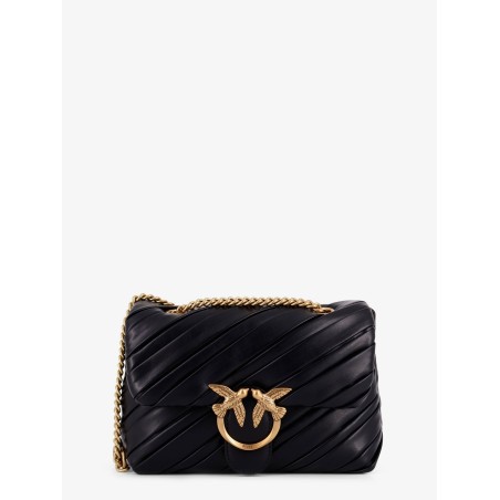 Plissé leather shoulder bag with love birds buckle