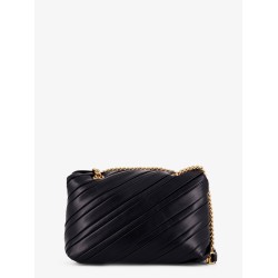 Plissé leather shoulder bag with love birds buckle