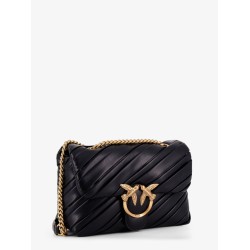 Plissé leather shoulder bag with love birds buckle