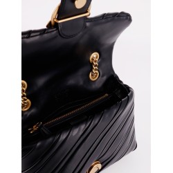 Plissé leather shoulder bag with love birds buckle