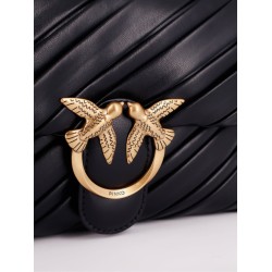 Plissé leather shoulder bag with love birds buckle