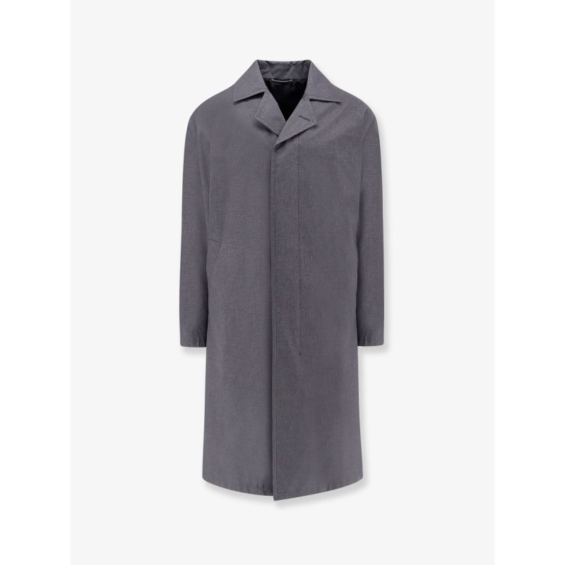Wool and silk coat with martingale