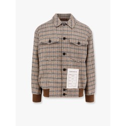 Wool blend jacket with pied de poule motif