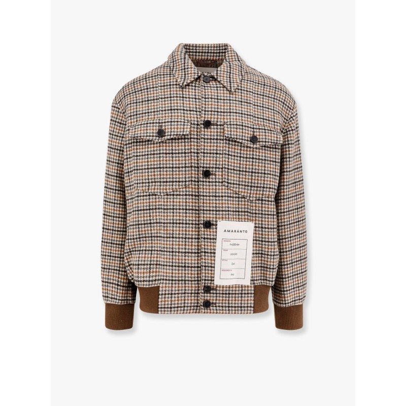 Wool blend jacket with pied de poule motif