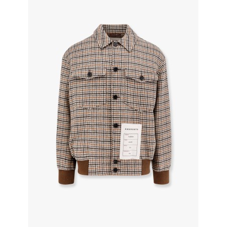 Wool blend jacket with pied de poule motif