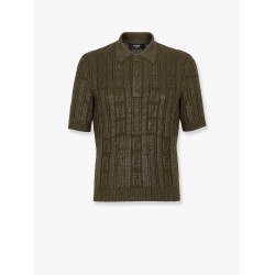 Braided wool polo shirt with ff details