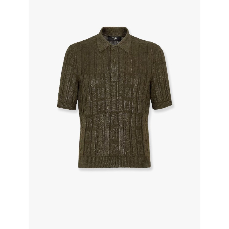 Braided wool polo shirt with ff details