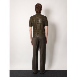 Braided wool polo shirt with ff details