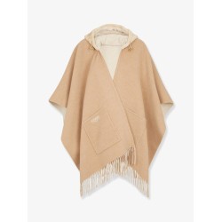 Double cashmere and wool poncho