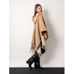 Double cashmere and wool poncho