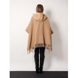 Double cashmere and wool poncho