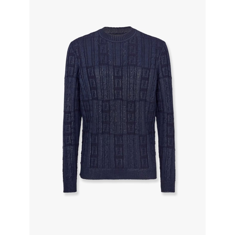 Braided wool sweater with ff details