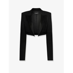 Virgin wool blazer with satin profiles