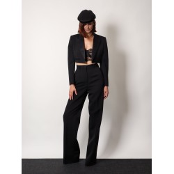 Virgin wool blazer with satin profiles