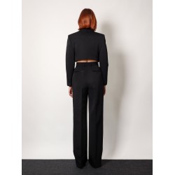Virgin wool blazer with satin profiles