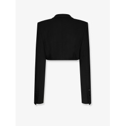Virgin wool blazer with satin profiles