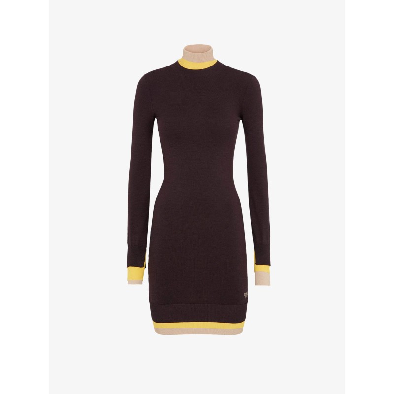 Mini wool dress with contrasting details