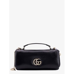 Gg milano leather handbag with frontal gg logo