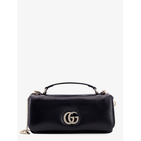 Gg milano leather handbag with frontal gg logo