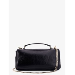 Gg milano leather handbag with frontal gg logo
