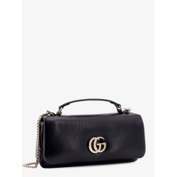 Gg milano leather handbag with frontal gg logo