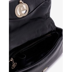 Gg milano leather handbag with frontal gg logo