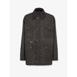 Ff fabric jacket with leather collar