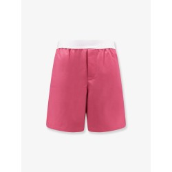 Wool shorts with frontal logo