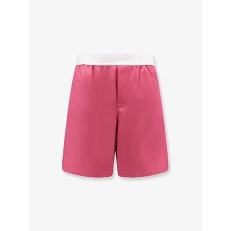 Wool shorts with frontal logo