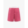 Wool shorts with frontal logo