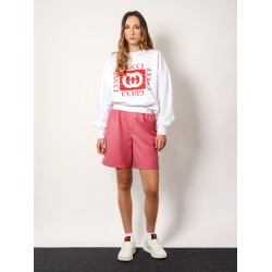 Wool shorts with frontal logo