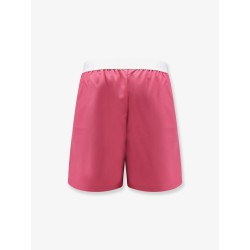 Wool shorts with frontal logo