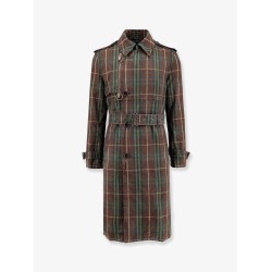 Cotton trench with check motif