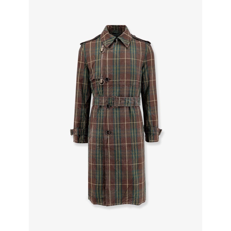 Cotton trench with check motif