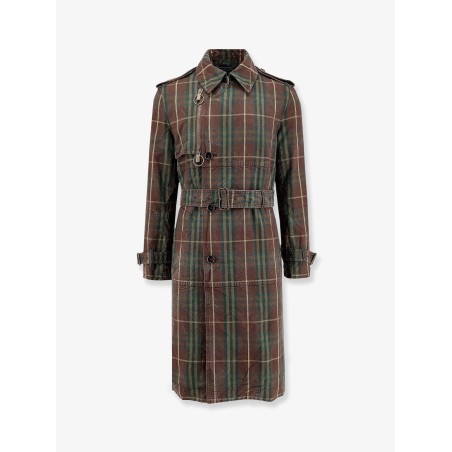 Cotton trench with check motif