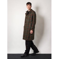 Cotton trench with check motif