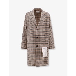 Wool blend coat with pied de poule motif