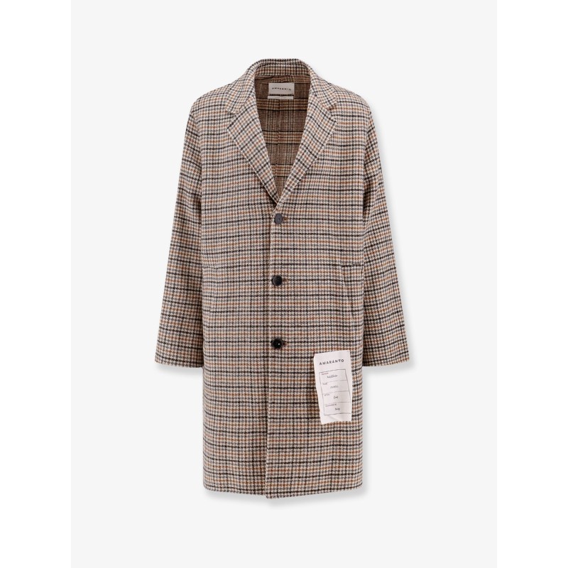 Wool blend coat with pied de poule motif