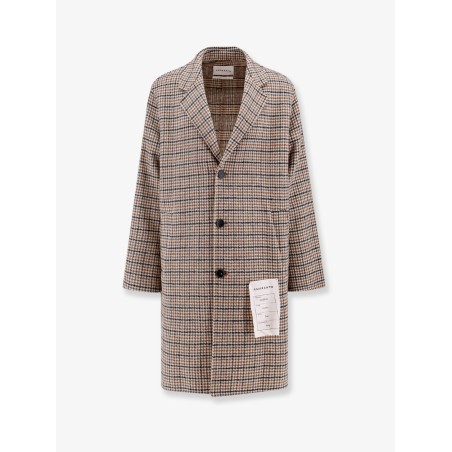 Wool blend coat with pied de poule motif