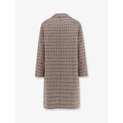 Wool blend coat with pied de poule motif