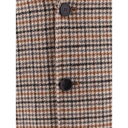 Wool blend coat with pied de poule motif