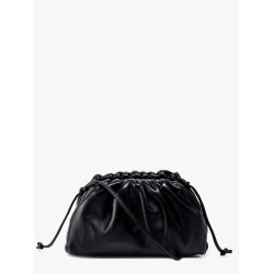 Gathered top mini pouch  with leather shoulder strap