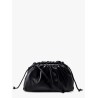Gathered top mini pouch  with leather shoulder strap
