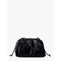 Gathered top mini pouch  with leather shoulder strap