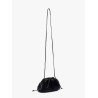 Gathered top mini pouch  with leather shoulder strap