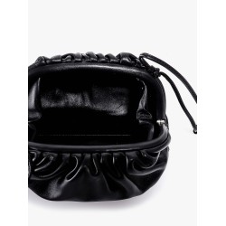 Gathered top mini pouch  with leather shoulder strap