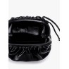Gathered top mini pouch  with leather shoulder strap