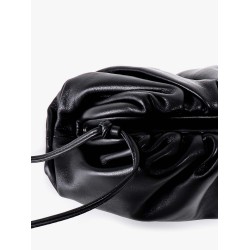 Gathered top mini pouch  with leather shoulder strap